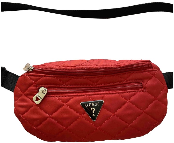 guess red handbag