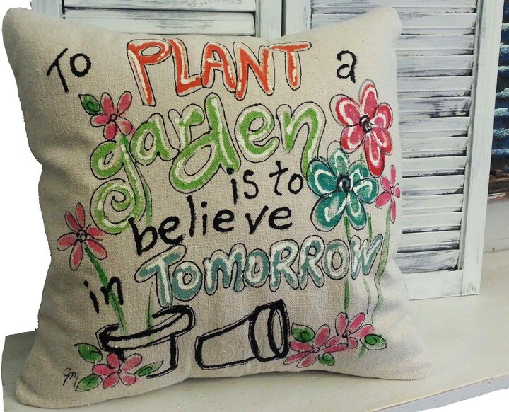 To Plant A Garden, Spring Accentthrow Pillows, Hand-Painted, Indoor/Outdoor, Pillow Cover