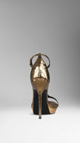 Thumbnail for your product : Burberry Metallic Python and Leather Platform Sandals
