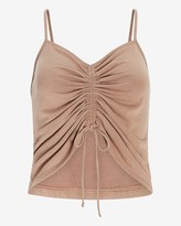 Thumbnail for your product : Express Silky Sueded Jersey Cinched Tie Front Cami