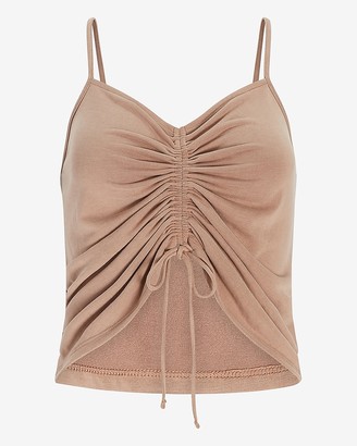 Express Silky Sueded Jersey Cinched Tie Front Cami