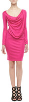 Thumbnail for your product : Just Cavalli Drape-Front Long-Sleeve Jersey Dress, Fuchsia