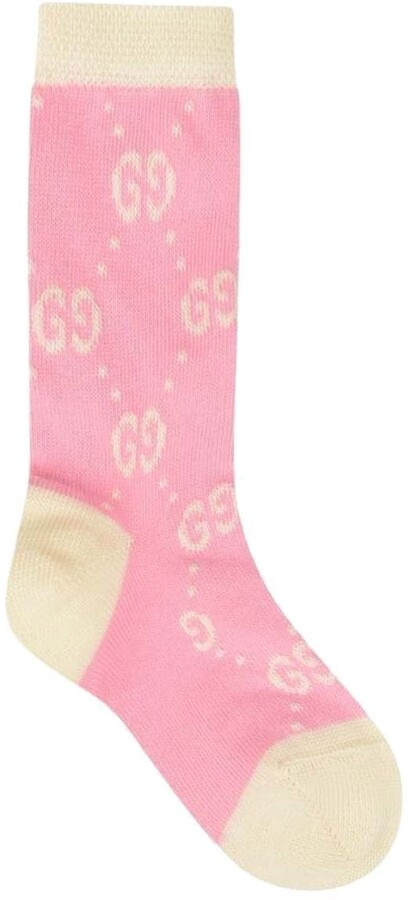 Monogram two tone socks Farfetch Girls Clothing Underwear Stockings Pink 