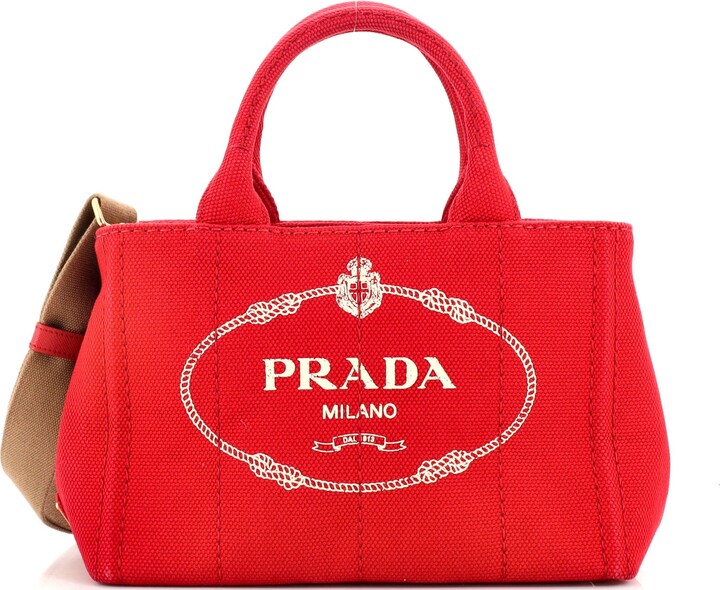 Prada Red Vitello Daino Convertible Drawstring Bucket Bag