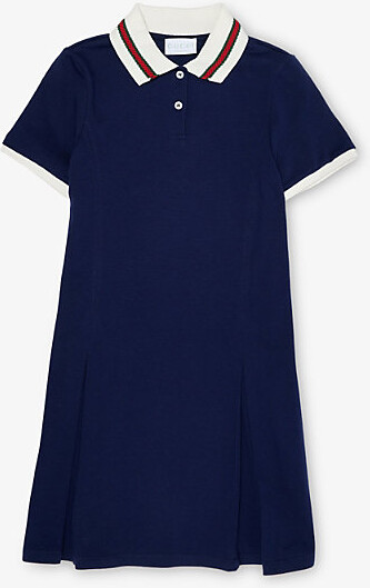 Gucci Wintery Night Sky/Mx Branded-Striped Short-Sleeve Cotton Dress 4-12 Years 8 Years