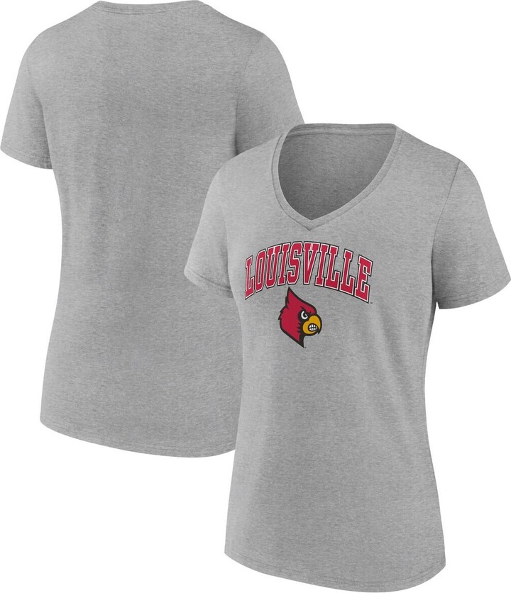 Fanatics Women's Branded Heather Gray Louisville Cardinals Evergreen Campus  V-Neck T-shirt - ShopStyle
