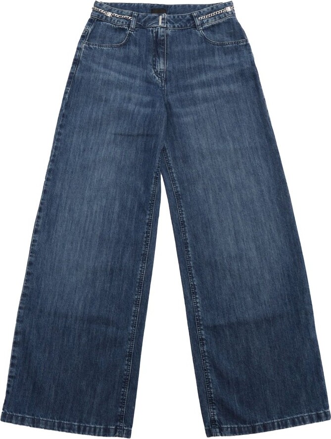 Givenchy Kids Wide-Leg Logo Patch Jeans