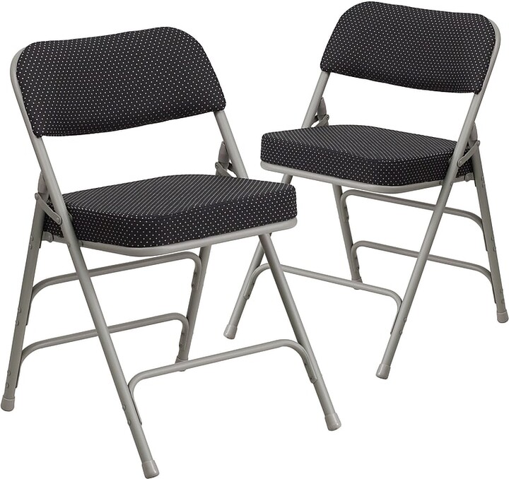 Flash Furniture HERCULES Series Fabric Folding Chair, Black, 2/Pack (2AWMC320AFBK)