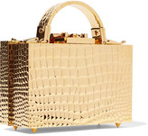 Thumbnail for your product : Mark Cross Grace Mini Croc-effect Gold-plated Shoulder Bag