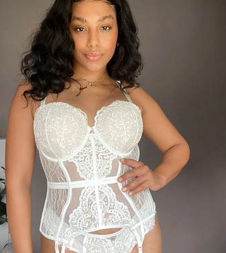 Ann Summers Curve Fiercely Sexy lace and sequin basque in white