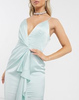 Thumbnail for your product : Jarlo plunge ruffle maxi dress in mint