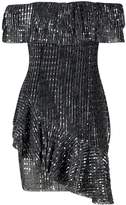 Thumbnail for your product : boohoo Metallic Pleated Off The Shoulder Frill Dress