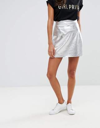Vero Moda High Shine Metallic Mini Skirt