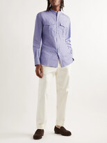 Thumbnail for your product : Sebline Safari Grandad-Collar Cotton-Poplin Shirt