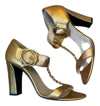 balenciaga heels gold
