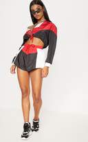 Thumbnail for your product : PrettyLittleThing Black Colour Block Hooded Shell Suit Jacket