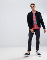 Thumbnail for your product : ASOS Design DESIGN relaxed floral printed shirt in red with revere collar
