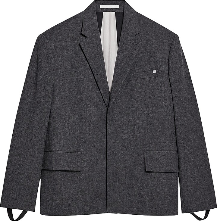 Helmut Lang Women's Driver Boxy Wool-Blend Blazer - Charcoal - Size Small