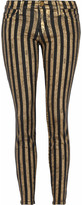 Thumbnail for your product : Current/Elliott The Stiletto cropped striped mid-rise skinny jeans