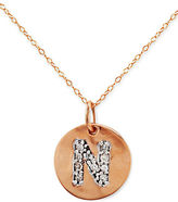 Thumbnail for your product : Lord & Taylor 14 Kt. Rose Gold with Diamond-Accented N Necklace