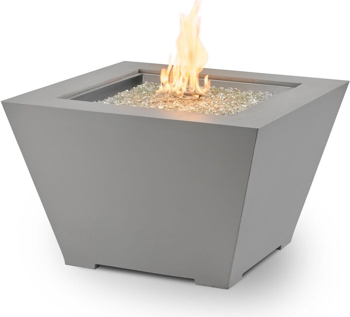 The Outdoor GreatRoom Company Cove 37 Inch Square GFRC Propane Fire Pit in Natural Gray by