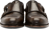 Thumbnail for your product : Hudson H by Brown Leather Marshall Monk Strap Shoes