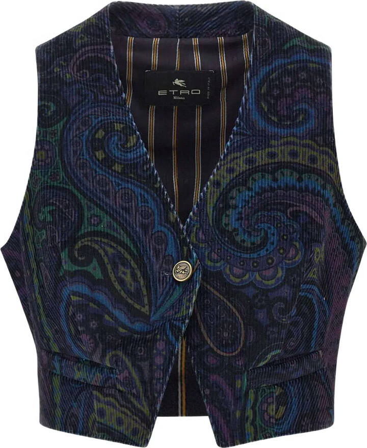 Etro Paisley-Print Corduroy Vest