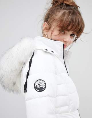 New Look Faux Fur Belted Padded Coat