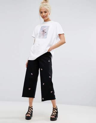 Lazy Oaf Oversized T-Shirt With Rose