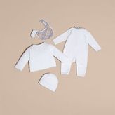 Thumbnail for your product : Burberry Check Detail Four-piece Baby Gift Set