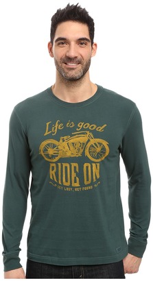 Life is Good Ride On Motorcycle Long Sleeve Crusher Tee Men's Long Sleeve Pullover