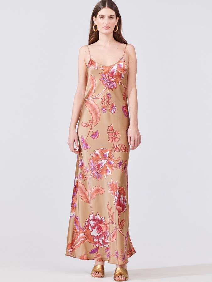 Hayley Menzies Jesse Silk Satin Backless Maxi Slip Dress Gold ShopStyle