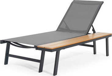 Audiohome Waterloo Chaise Lounge With Attached Wood Side Table