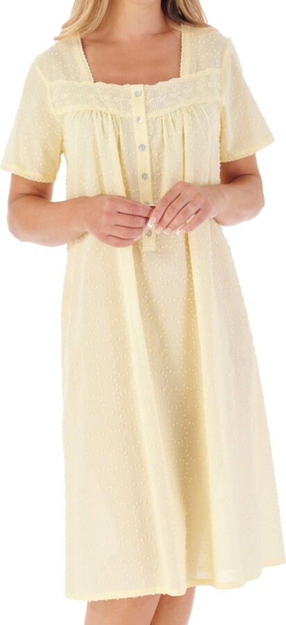 Slenderella Short Sleeve Woven Nightie ND01232 Lemon 10-12 - ShopStyle ...