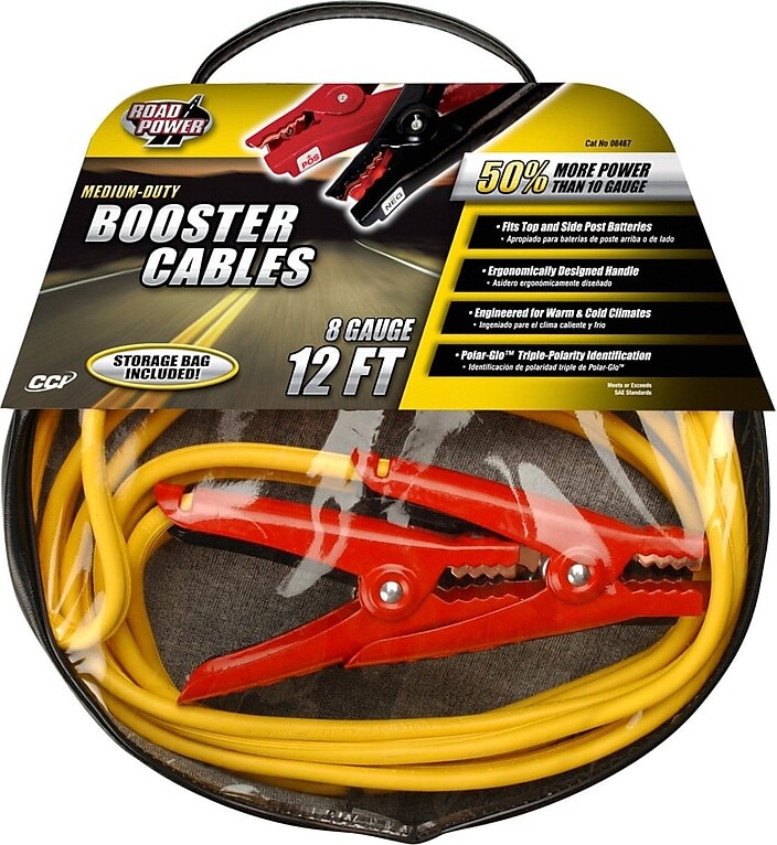Coleman Cable 08467 8-Gauge Medium Duty Booster Cables with Bag, 12-Feet
