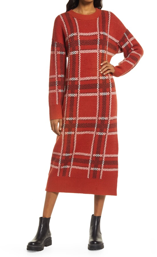 plaid long sleeve sweater