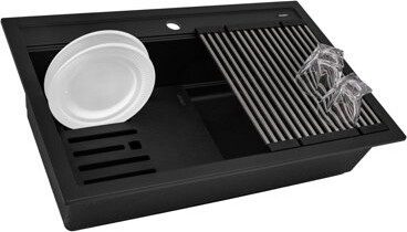 Ruvati 34-inch epiCube Granite Composite Quartz Workstation Drop-in Topmount Kitchen Sink -