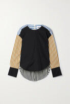 Thumbnail for your product : PARTOW Ellis Paneled Striped Cotton-poplin Top - Black