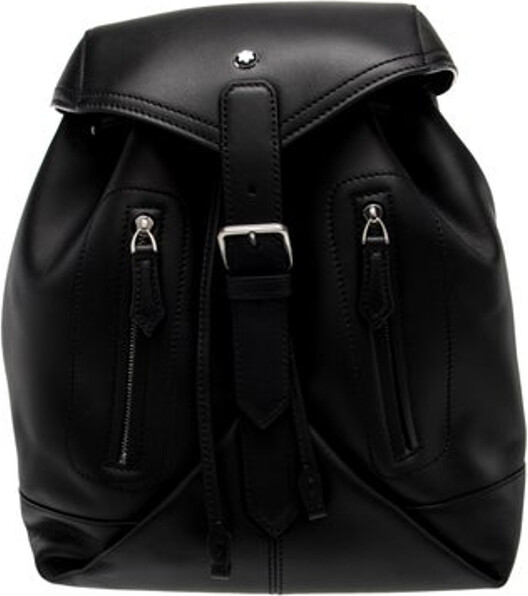 Montblanc Backpack Black Leather Silver-Tone Hardware Flat Handle & Dual Adjustable Shoulder Straps Leather Lining Snap Closure at Front Includes Dust Bag Unfortunately, due to restrictions, this item may not be eligible for shipping in all areas. | Montblanc Leather Backpack in Black