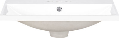 24" White Ceramic Bathroom Vanity Block, 3 Faucet Holes, 4" Fits Well With, Modern Rectangular, 18" Depth, 6.6" Height Trait , Correlates To,