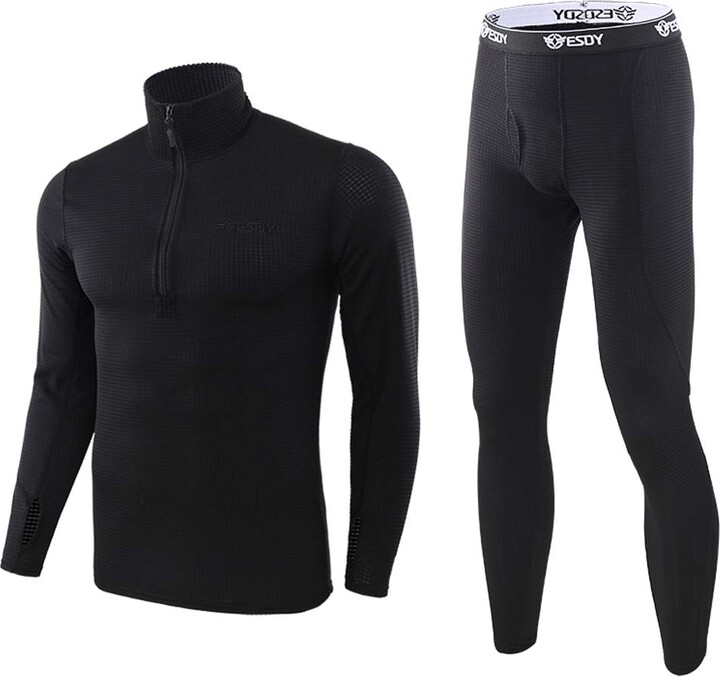 Volwassan Mens Thermal Underwear Sets Winter Fleece Tactical Training