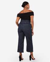 Thumbnail for your product : Express Super High Waisted Belted Cropped Wide Leg Jeans
