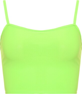 WearAll Womens Strappy Sleeveless Ladies Bralet Crop Stretch Vest Top - Neon Green - 12-14