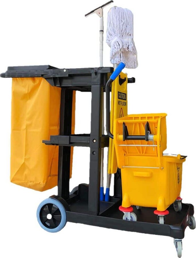 Simpli-Magic Premium Janitorial Utility Cart, Commercial, Yellow/Grey