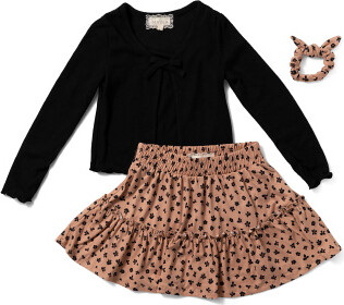 TJMAXX Girls 2Pc Twofer Top And Skort Set With Hair Scrunchie, Spandex/Polyester