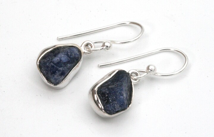 Etsy Raw Blue Sapphire Earrings Sterling Silver September Birthstone Jewelry