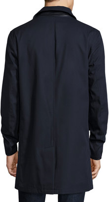 Ralph Lauren Darley Leather-Trim Raincoat, Navy