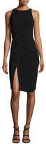 Thumbnail for your product : Halston Sleeveless Boat-Neck Crepe Cocktail Dress w/ Gathering