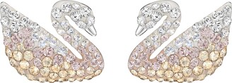 Swarovski Women's Iconic Swan Pierced Earrings Brilliant Multicoloured Crystals with Rhodium-Plating and Crystal Pearl from the Iconic Swan Collection