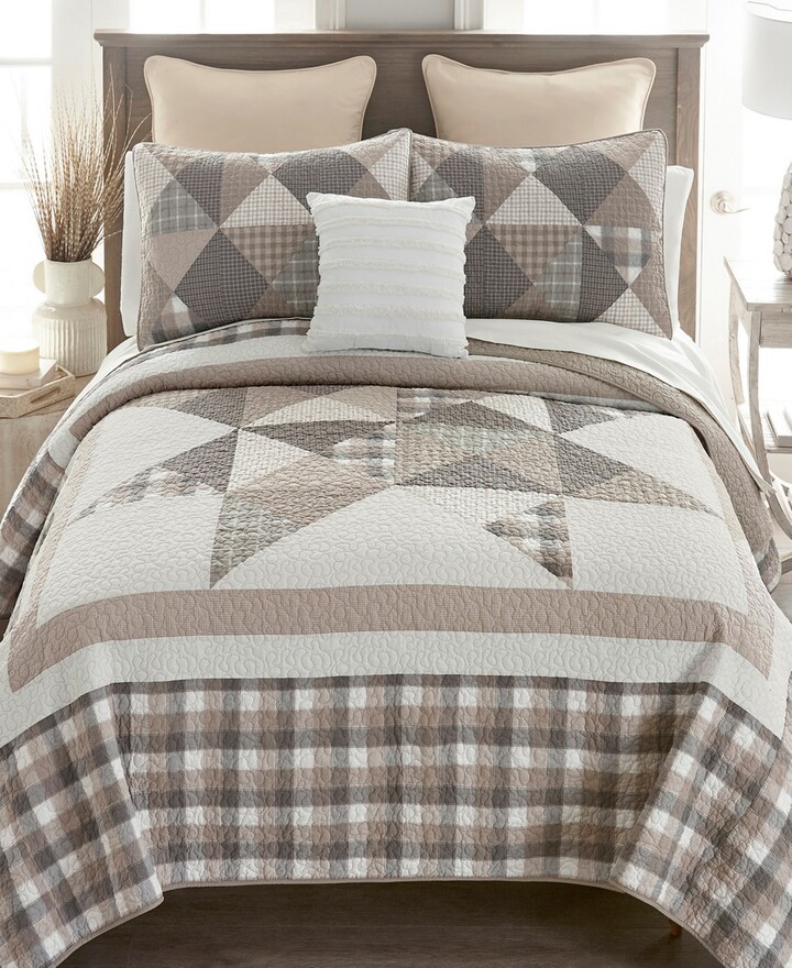 Donna Sharp Smoky Star 3-Pc. Quilt Set King - Gray Off-White